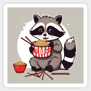 Cute Raccoon Eating Instant Noodle Cup Sticker